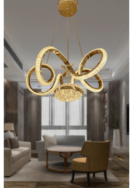 Kıvrım Eliza Tek Toplu Simli Slikonlu Modern Oturma LED Avizesi indirimleri