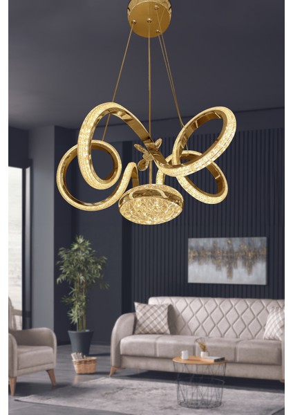 Kıvrım Eliza Tek Toplu Simli Slikonlu Modern Oturma LED Avizesi