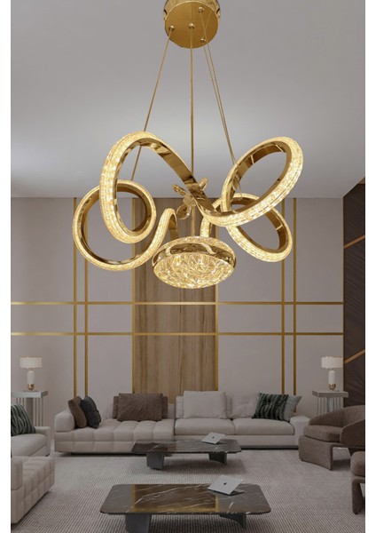 Kıvrım Eliza Tek Toplu Simli Slikonlu Modern Oturma LED Avizesi