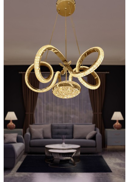 Kıvrım Eliza Tek Toplu Simli Slikonlu Modern Oturma LED Avizesi