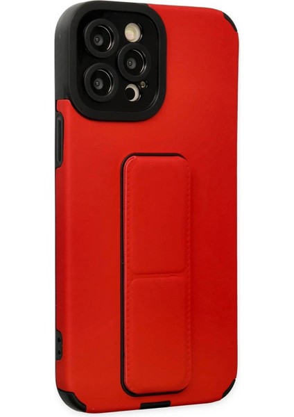 iPhone 12 Pro Max Kılıf Mega Standlı Silikon - Kırmızı fiyatları