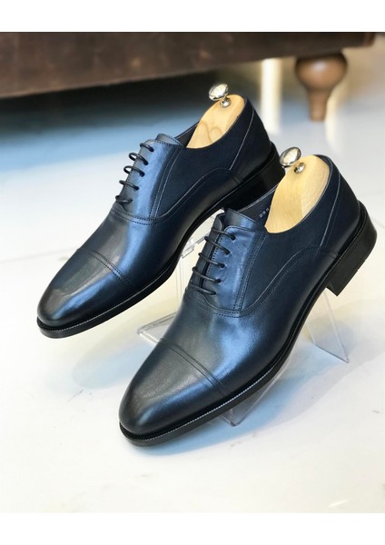 Classic Iç Dış Naturel Deri Erkek Ayakkabı Koyu Lacivert T4881