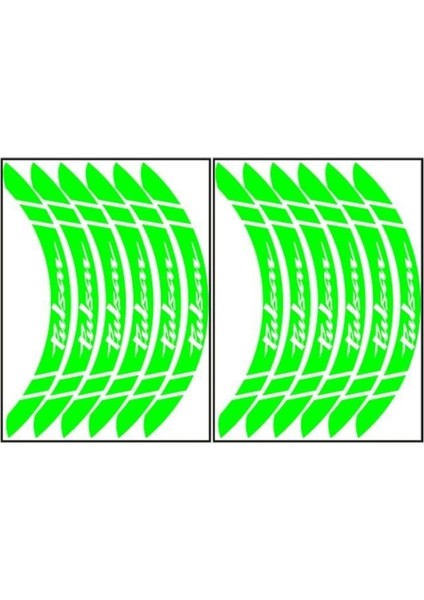 Florasan Yeşil Bajaj Pulsar Uyumlu Büyük 1 Set Jant Şeridi