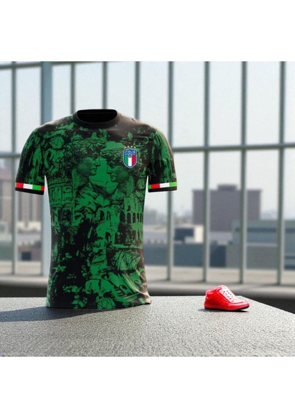 Italya Nostalji Motifli T-Shirt Yeşil indirimleri