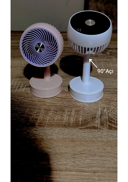 "3 Kademeli Sessiz Mini Masaüstü Fan – 90° Ayarlanabilir Başlık | USB Şarjlı, Kompakt ve Güçlü Serinletici" modelleri