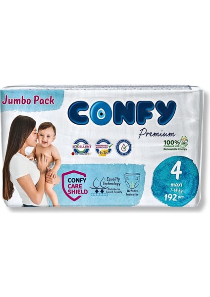 Premium 4 Numara Bebek Bezi Maxi 7 - 14 Kg 192 Adet