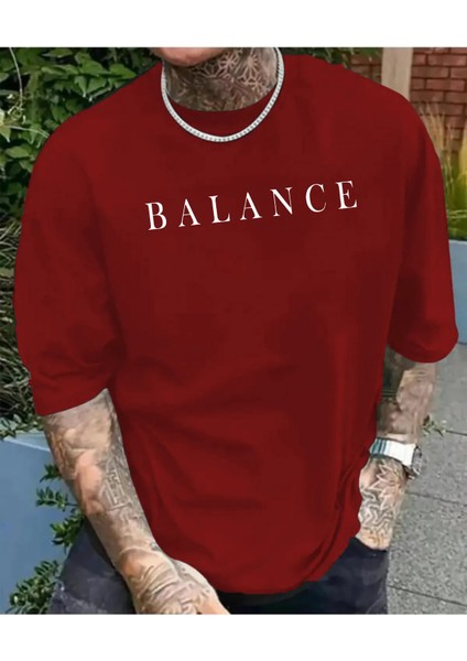 Balance Baskılı Oversize Unısex Tshirt -%100 Pamuk Kumaş- Caglisa