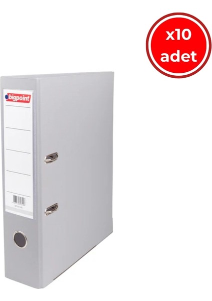 Klasör, 10 Adet, 2 Halkalı, 480 Sayfa Kapasiteli, Geniş, Gri