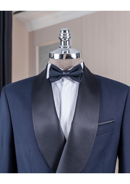 Italyan Stil Slim Fit Şal Yaka Ceket Pantolon Damatlık Set Lacivert T14286 fiyatları