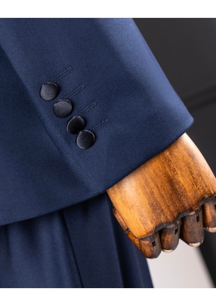 Italyan Stil Slim Fit Şal Yaka Ceket Pantolon Damatlık Set Lacivert T14286 modelleri