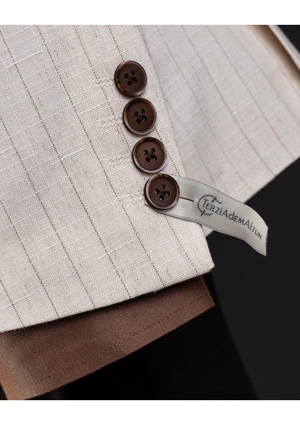Italyan Stil Slim Fit Kruvaze Erkek Tek Ceket Bej T14282 modelleri