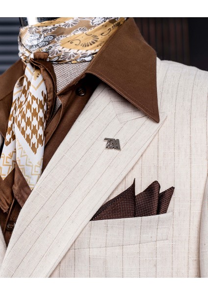 Italyan Stil Slim Fit Kruvaze Erkek Tek Ceket Bej T14282 fırsatları