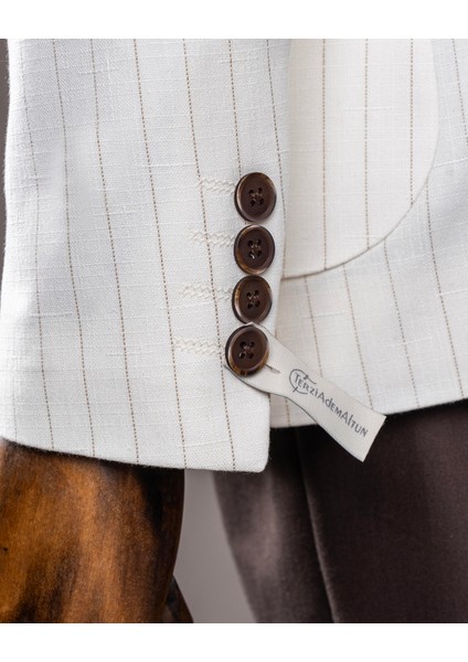 Italyan Stil Slim Fit Kruvaze Erkek Tek Ceket Ekru T14279 fırsatları