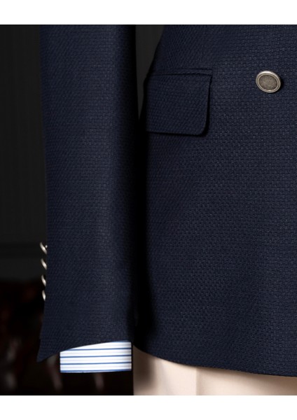 Italyan Stil Slim Fit Kruvaze Erkek Tek Ceket Lacivert T14396 modelleri
