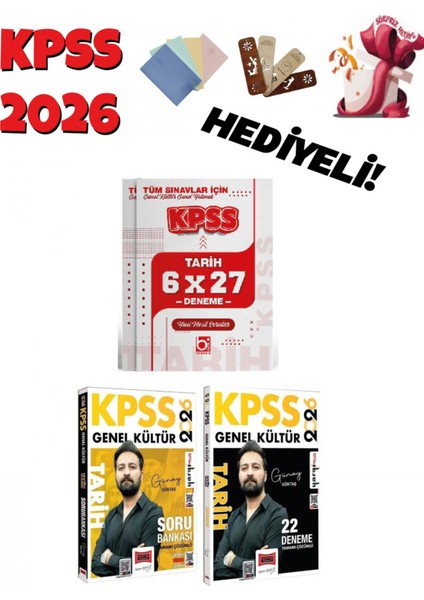 2026 Kpss Tarih Soru Bankası + 22 + 6 Deneme 3 Lü Set Bigelio ve