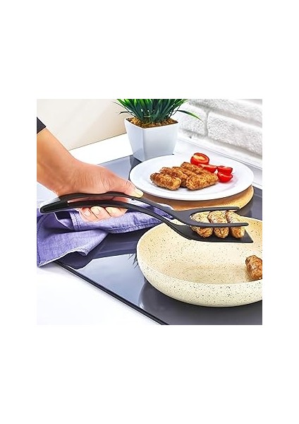 A1 Maşalı Spatula, Köfte Tavuk Balık Et Yumurta Krep Spatulası, Teflon Maşalı Spatula