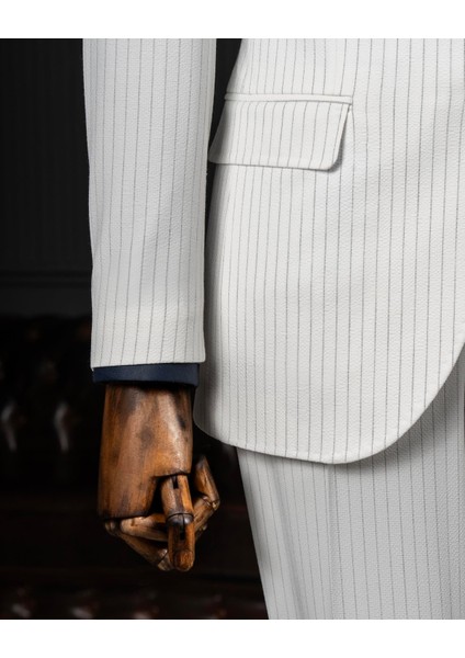 Italyan Stil Slim Fit Gofre Kumaş Ceket Pantalon Takım Elbise Ekru T13875 modelleri