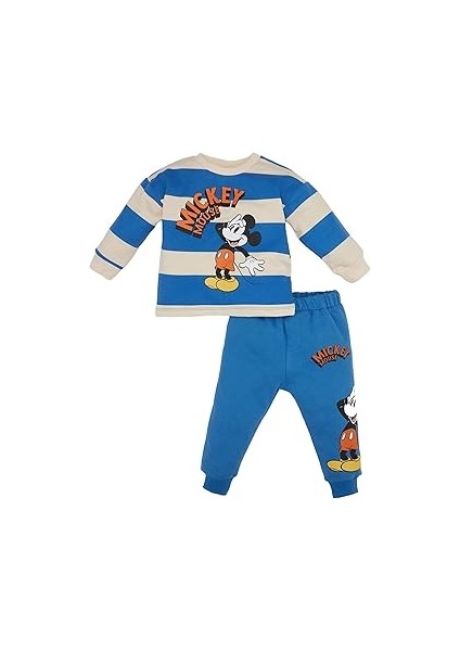 Erkek Bebek 2'li Takım Mickey & Minnie Bisiklet Yaka Sweatshirt Eşofman Altı