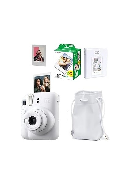 Instax Mini 12 Fotoğraf MAKINESI-20LI Film-Büzgülü KILIF-64LÜ Albüm ve Mıknatıslı Çerçeve