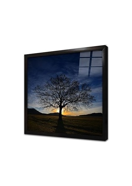 Yüksek Dağ Çerçeveli Cam Tablo 40X40 cm CA20731