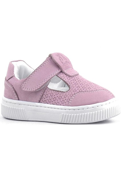 Bheem Hakiki Deri Pudra Cırtlı Bebek Sneaker Sandalet