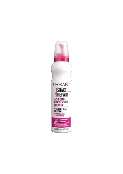 Urban Care Shake N Repair 7/24 Kabaran ve Bukleli Saçlara Saç Bakım Köpüğü, 150 Mililitre, Veg
