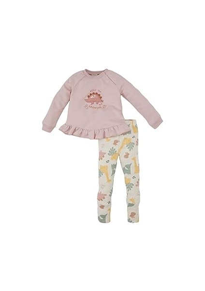 Kız Bebek Safari Baskılı Sweatshirt Tayt 2'li Takım