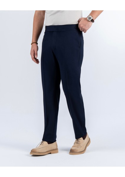 Italyan Stil Slim Fit Bel Detaylı Erkek Pantolon Lacivert T14301 fırsatları