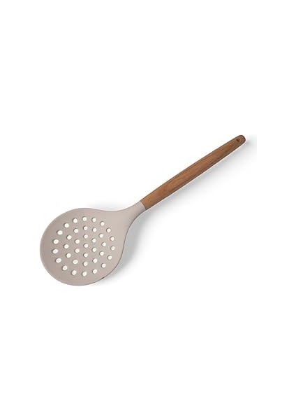 Saplı Silikon Kevgir, Uzun Silikon Geniş Kevgir 27CM 3 Renk Seçenekli (Krem)