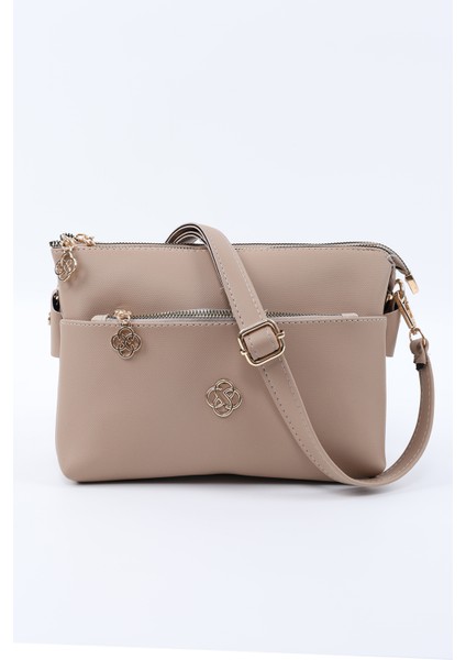 Vizon SHK226 Suni Deri, Fermuarlı 3 Bölmeli El, Kol ve Omuz Çantası