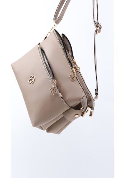 Vizon SHK226 Suni Deri, Fermuarlı 3 Bölmeli El, Kol ve Omuz Çantası