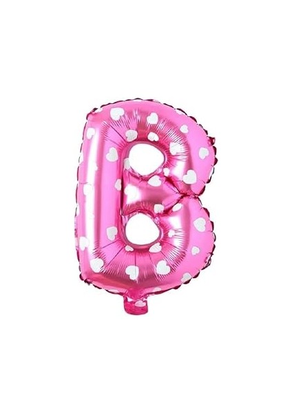 Parti̇ Vi̇tri̇i̇ B Harfi 16 Iç Pembe Kalpli Rek Folyo Balo 36 cm (Pembe)