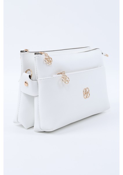 Beyaz SHK226 Suni Deri, Fermuarlı 3 Bölmeli El, Kol ve Omuz Çantası fiyatları