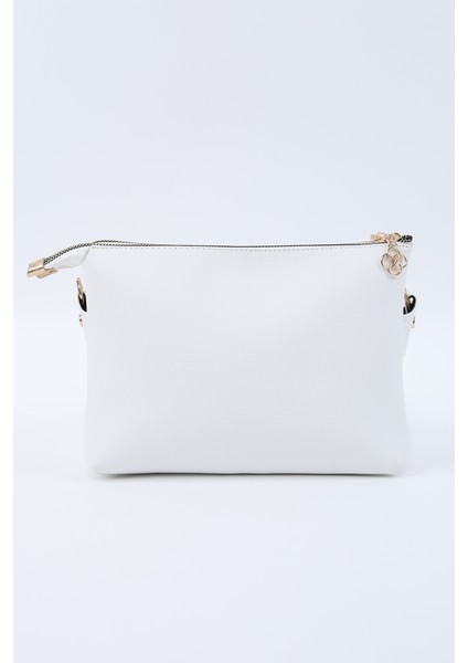 Beyaz SHK226 Suni Deri, Fermuarlı 3 Bölmeli El, Kol ve Omuz Çantası modelleri