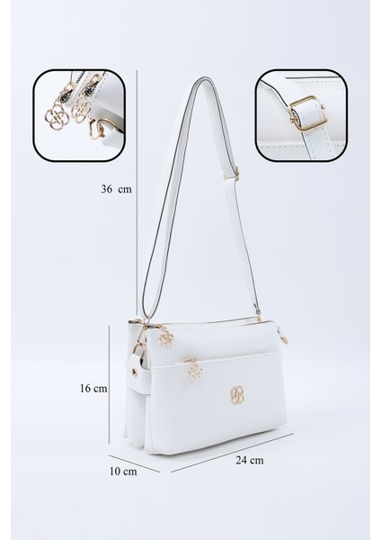 Beyaz SHK226 Suni Deri, Fermuarlı 3 Bölmeli El, Kol ve Omuz Çantası fırsatları