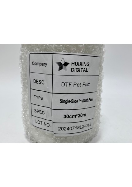 Single Side Dtf Transfer Pet Film 30CM x 20 Metre modelleri