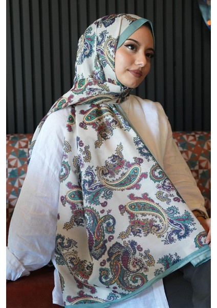 Paisley Desen Mint Soft Pamuk Şal