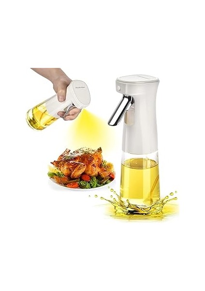 Güncelçarşı 240ML Yağ Zeytinyağı Püskürtücü, Airfryer Sprey Şişesi, Cam Yağ Spreyi, Hava Fritözü Iç