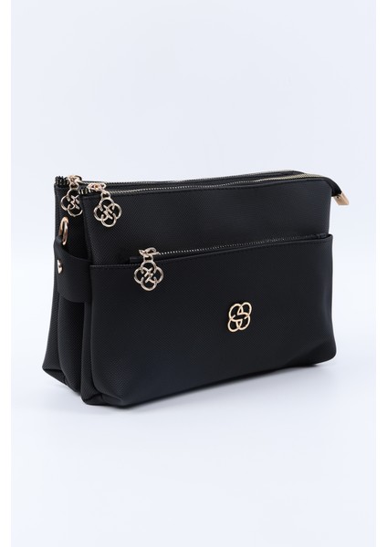 Siyah SHK226 Suni Deri, Fermuarlı 3 Bölmeli El, Kol ve Omuz Çantası fiyatları