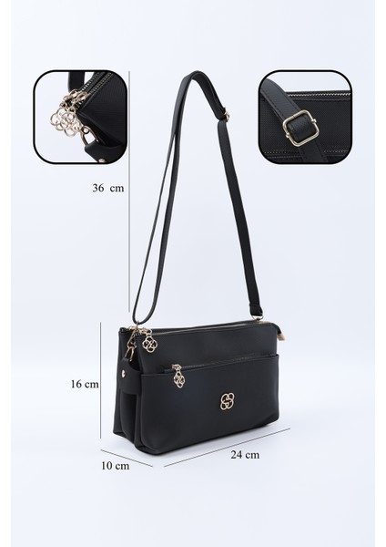 Siyah SHK226 Suni Deri, Fermuarlı 3 Bölmeli El, Kol ve Omuz Çantası fırsatları