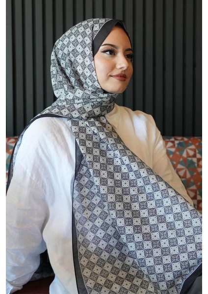 Mozaik Desen Siyah Soft Pamuk Şal