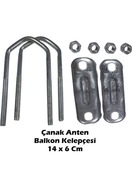 Çanak Anten Balkon Kelepçesi Uzun U Standart 14 cm (2’li Paket)