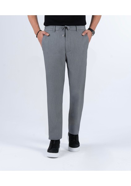 Italyan Stil Slim Fit Gofre Kumaş Erkek Pantalon Antrasit T13688
