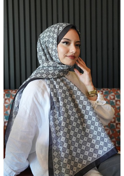 Mozaik Desen Siyah Soft Pamuk Şal modelleri