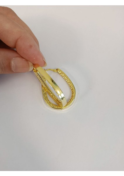 Kadın 925 Ayar Gümüş-Halka Küpe-Gold Kaplama-Damla Şekli-Aksesuar fiyatları