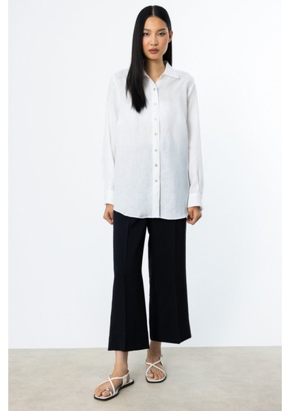 Kelebek Işlemeli Keten Bluz Ekru 03114 fiyatları