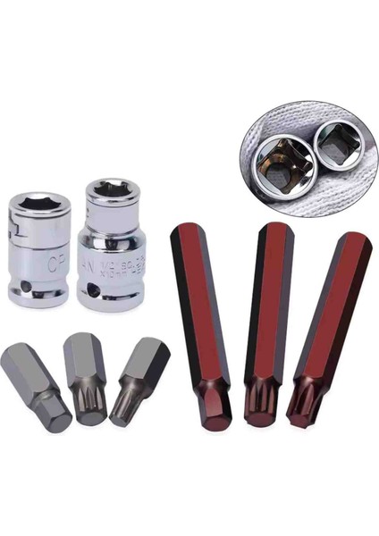 40 Adet Darbeli Lokma Seti Cırcır Matkap Ucu Adaptör Sürücü Shank Spline Yıldız Uzatma Bit Soket modelleri