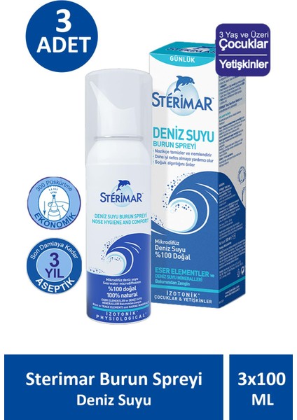 Sterimar Burun Spreyi Deniz Suyu 100 ml 3 Adet