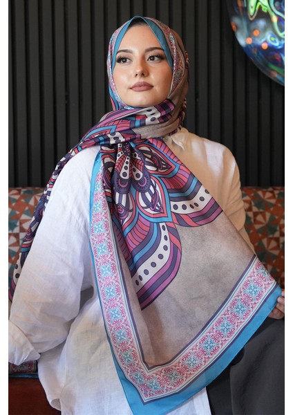 Geometrik Desen Mor Soft Pamuk Şal