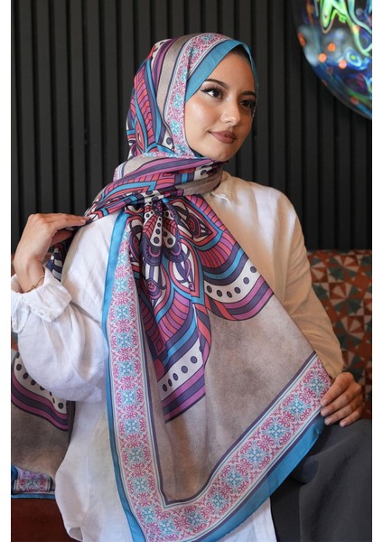 Geometrik Desen Mor Soft Pamuk Şal modelleri